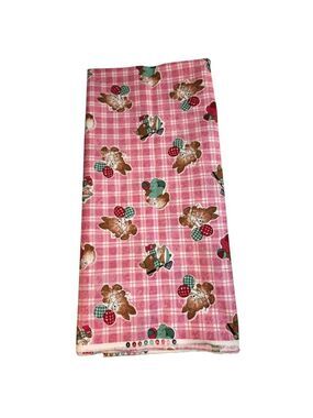 Vintage Pink Bunny Fabric Plaid Cotton Poly Children Novelty Fabric 1.75 Yards S